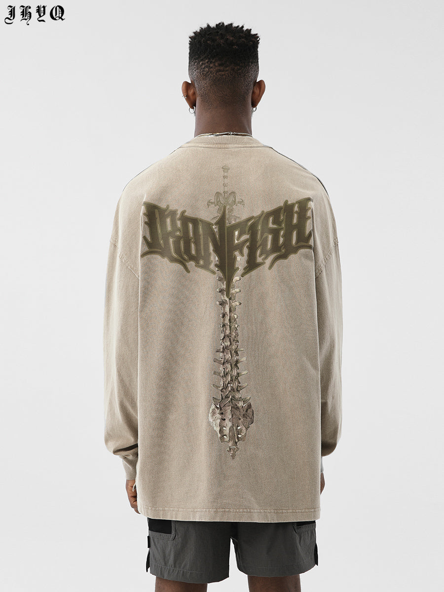 JHYQ Portrait Print Long Sleeved Tee