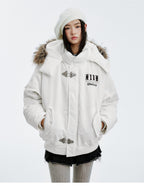 MEDM Detachable Fur Metal Snaps Down Jacket