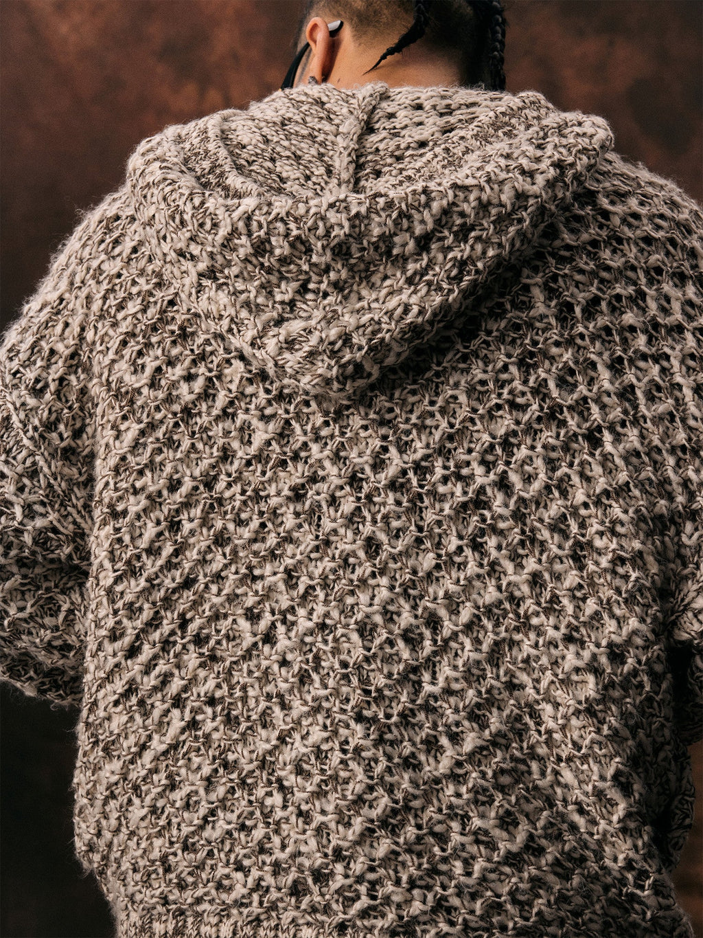 1807 Mixed Yarn Knit Hoodie