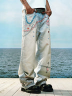 YADcrew Cute Heart Photorealistic Print Jeans