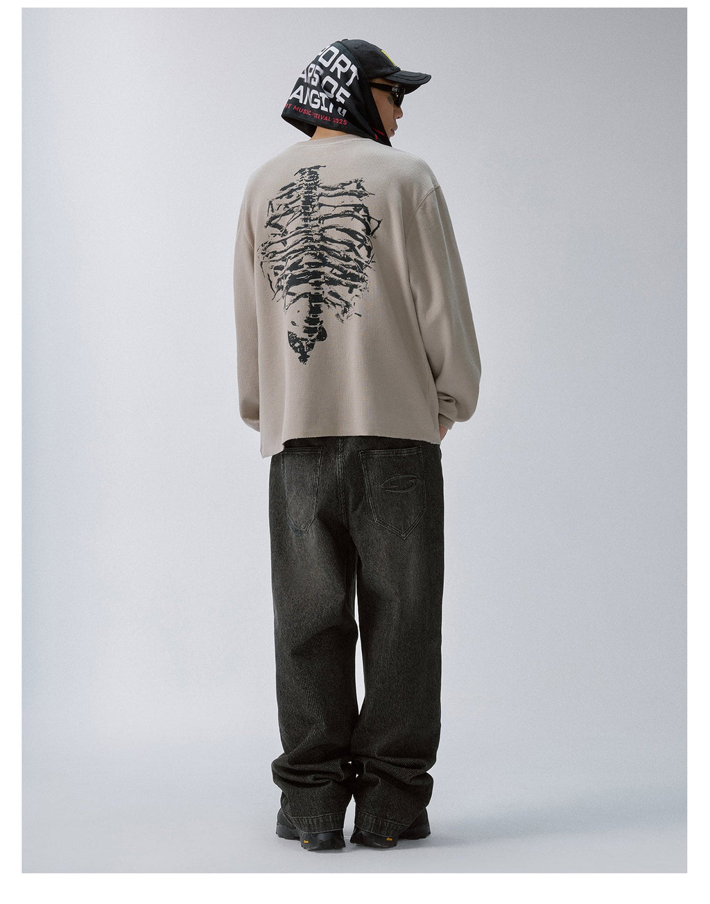 F2CE Bone Print Waffle Long Sleeve Tee