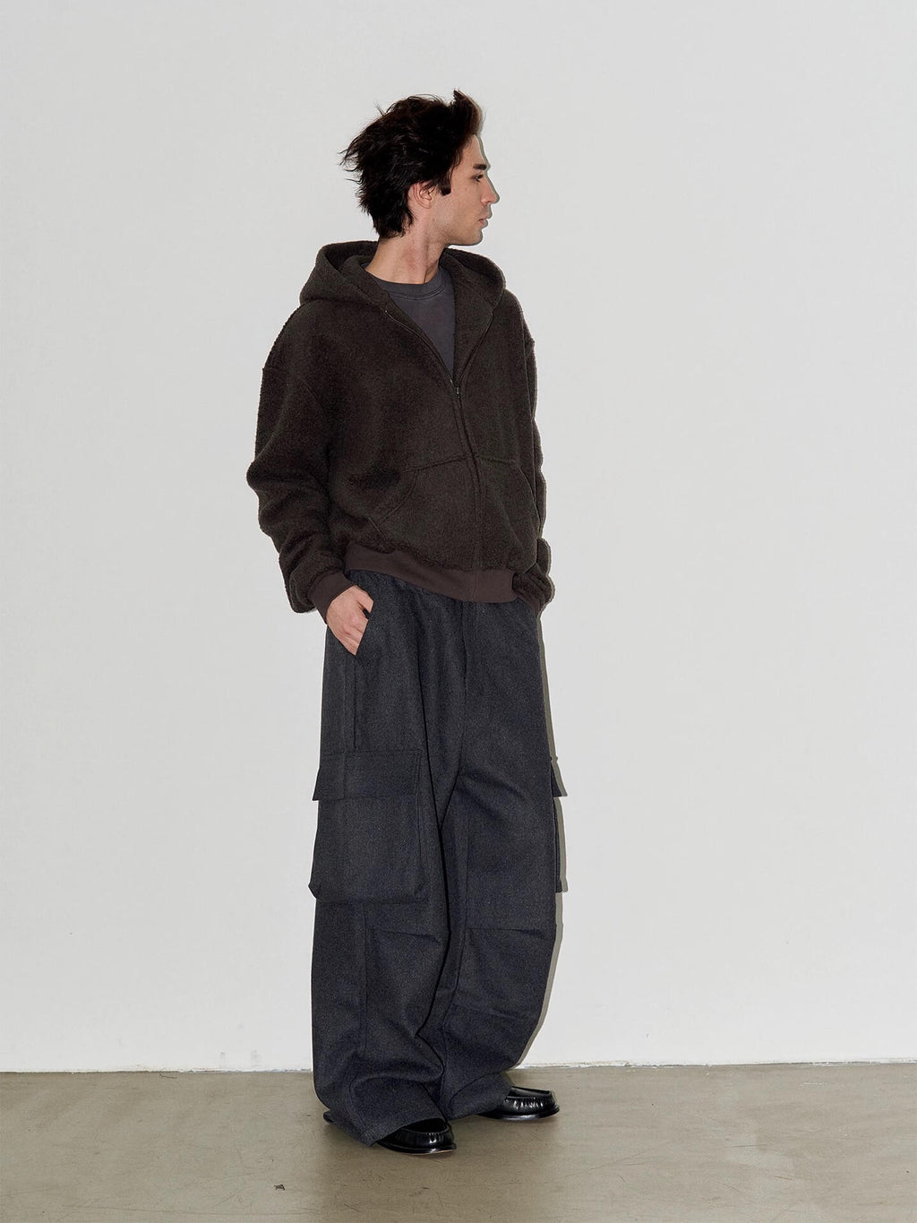 LIBERAFIT Wool Blend 3D Flap Pocket Baggy Cargo Pants