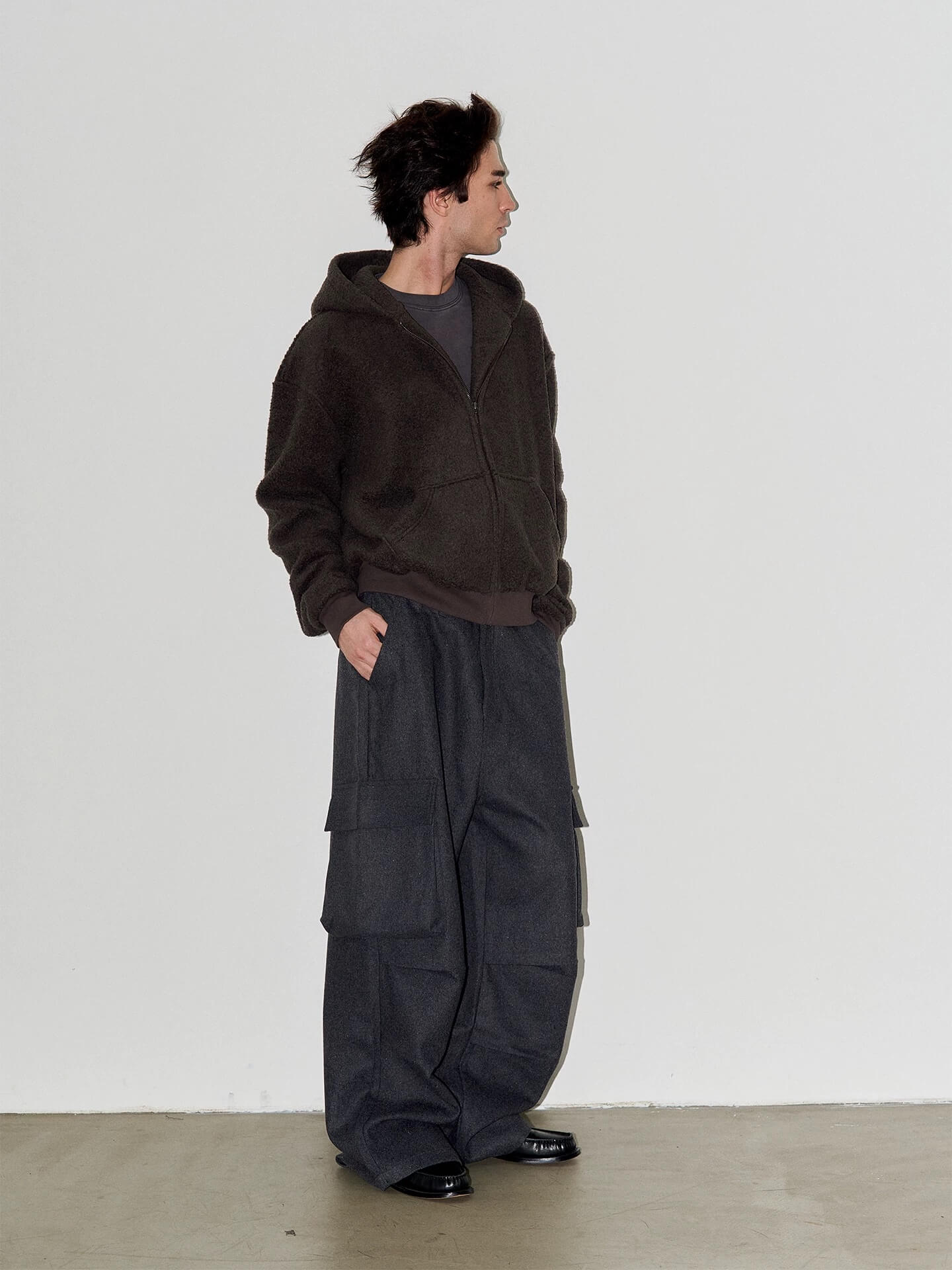LIBERAFIT Wool Blend 3D Flap Pocket Baggy Cargo Pants