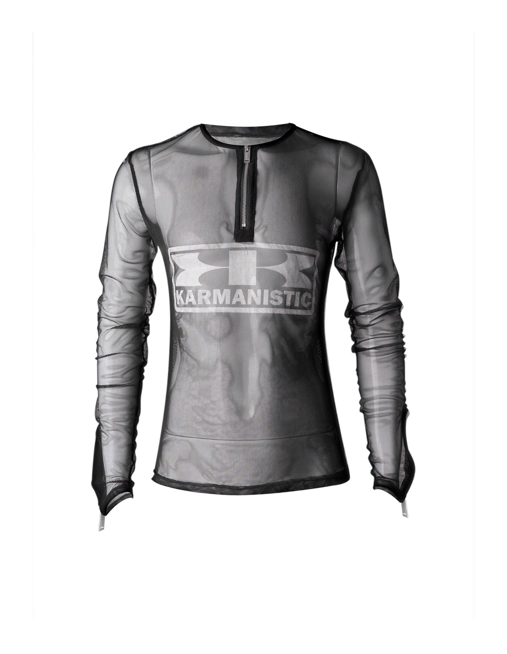 KARMANISTIC Mesh Half Zip Long Sleeve Tee