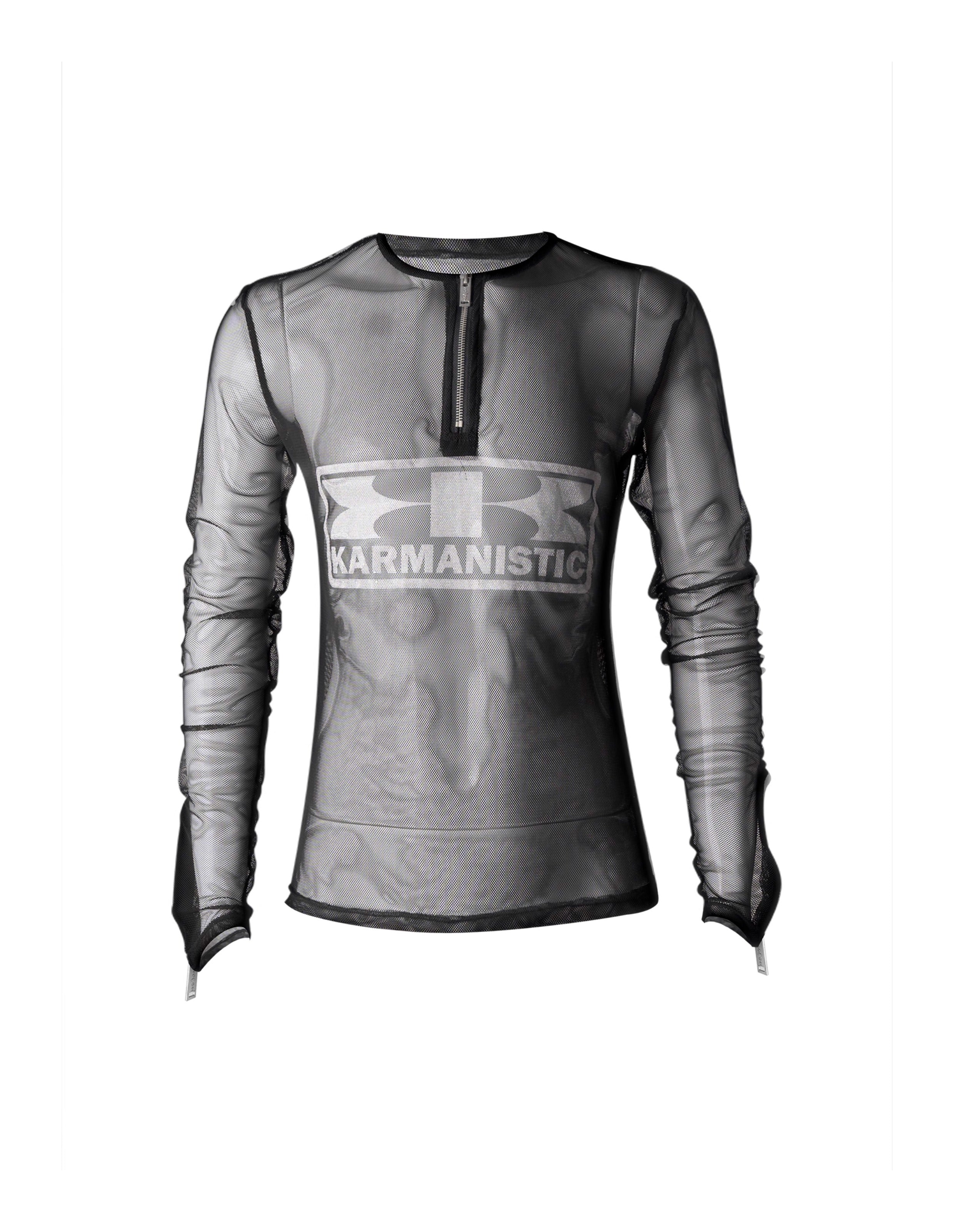 KARMANISTIC Mesh Half Zip Long Sleeve Tee
