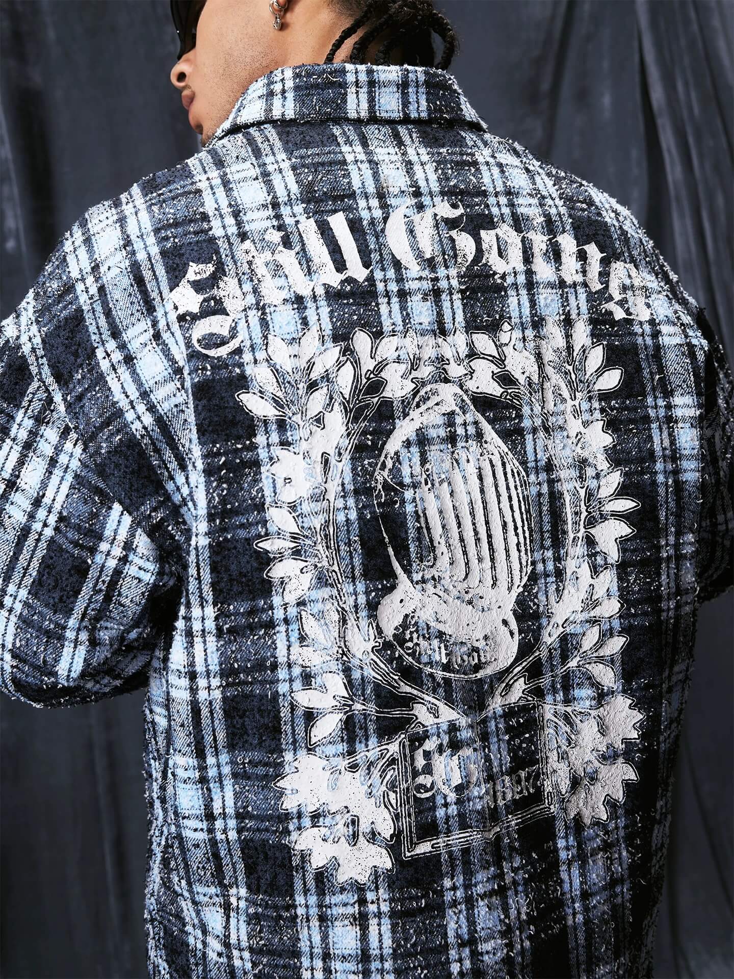 1807 Vintage Plaid 3D Patch Quilted Long Sleeve Shirt