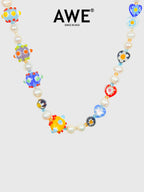 AWE Colorful Love Heart Beaded Pearl Necklace