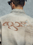 1807 Rust Aged Digital Print Denim Long Sleeve Shirt