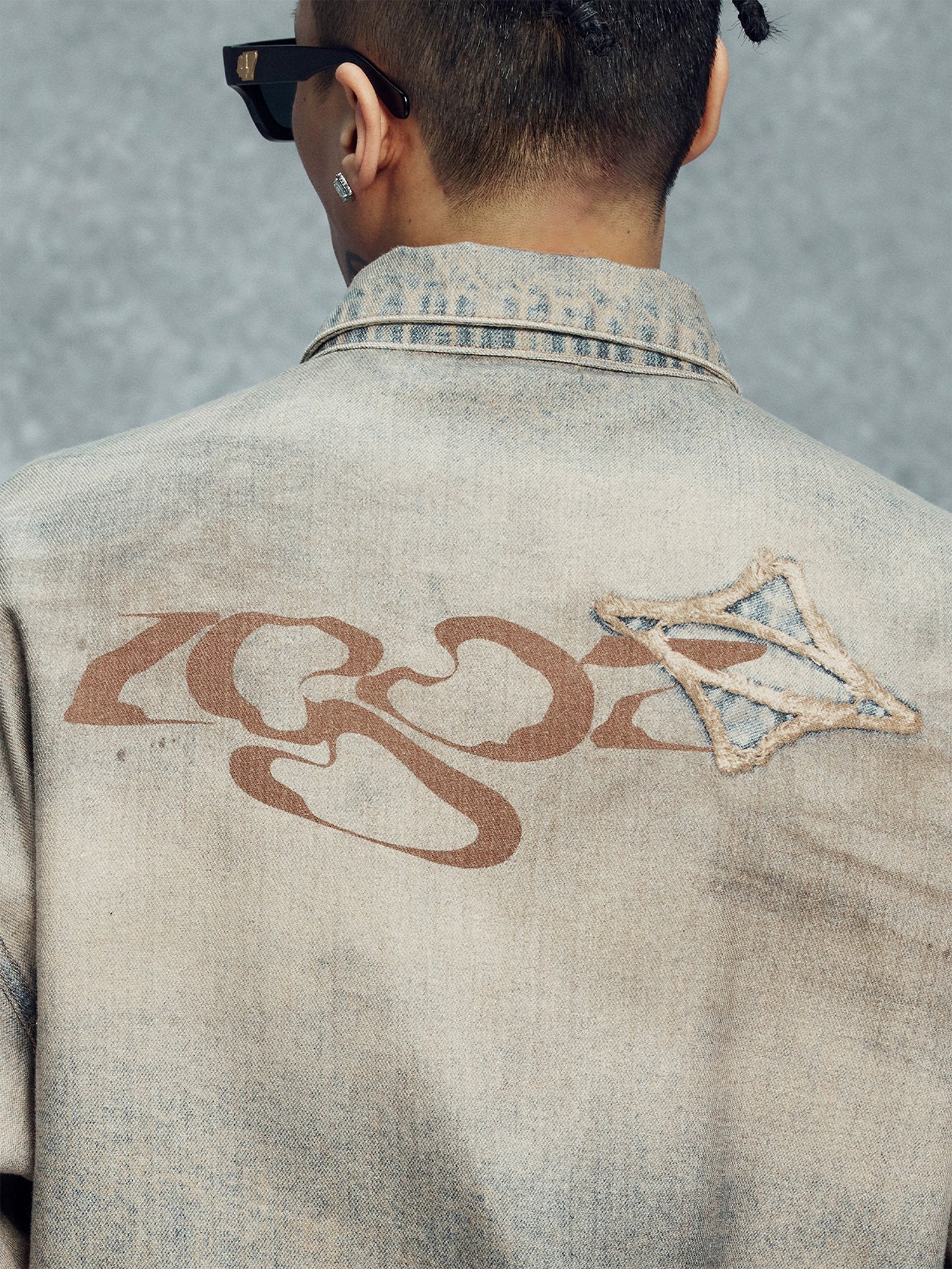 1807 Rust Aged Digital Print Denim Long Sleeve Shirt