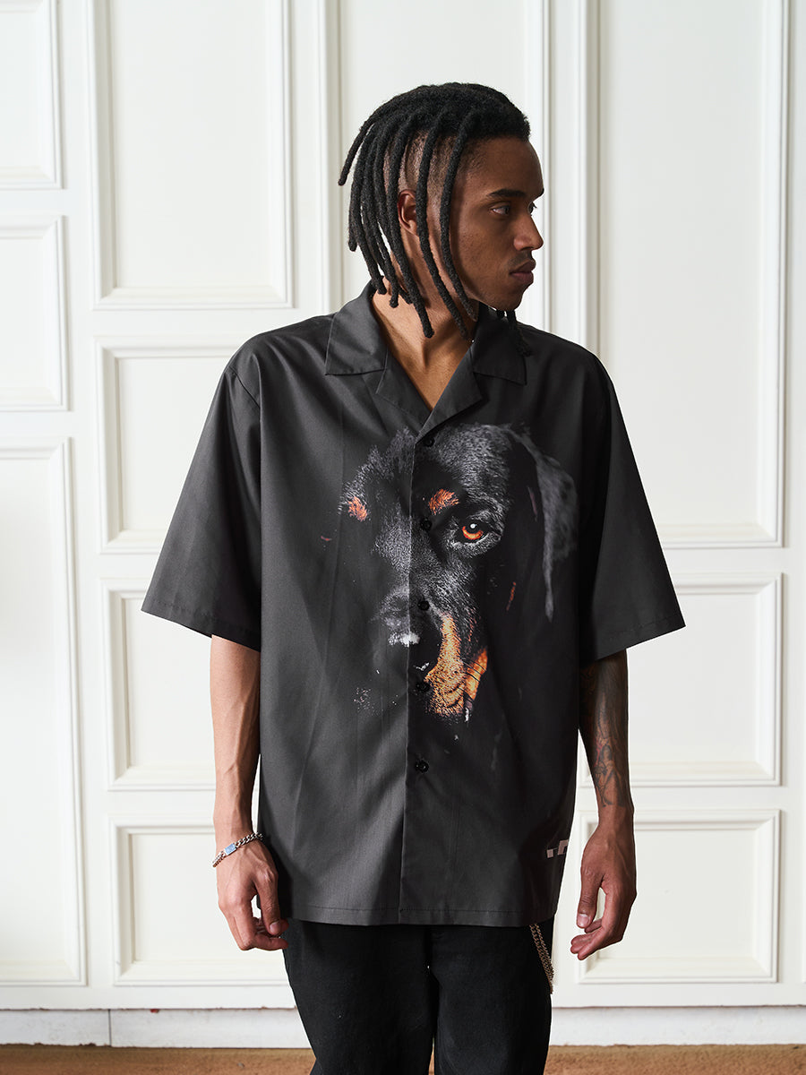 Harsh and Cruel Rottweiler Printed Cuban Shirt