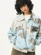 EMPTY REFERENCE Blue Camouflage Pockets Work Jacket