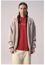Remedy Distressed Hooded Zipper Knit Cardigan