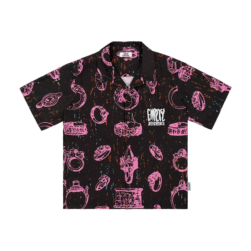 EMPTY REFERENCE Jewelry Full Printed Short Sleeve Shirt