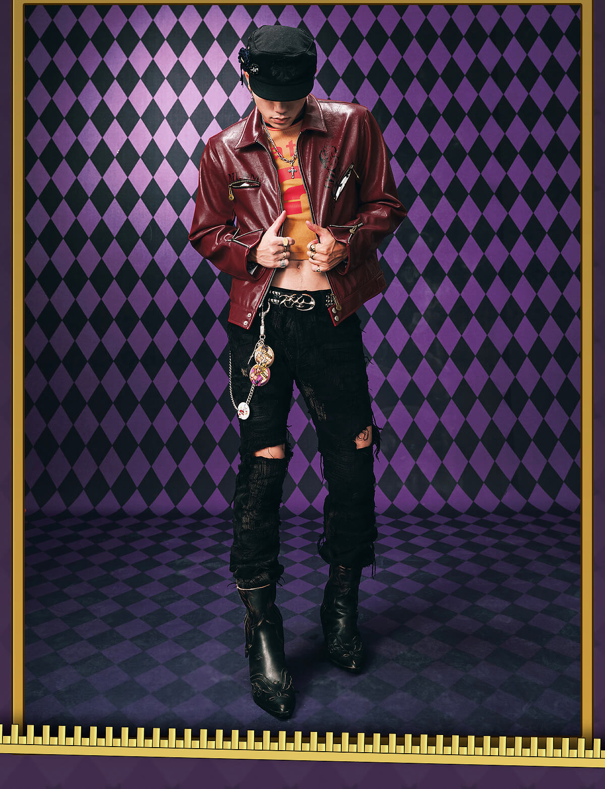 MEDM × JOJO PU Leather Biker Jacket