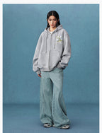 MEDM Floral Embroidery Air Layer Zip-Up Hoodie