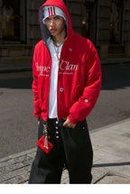 STEEPC Plaid Lined Red Hooded Jacket