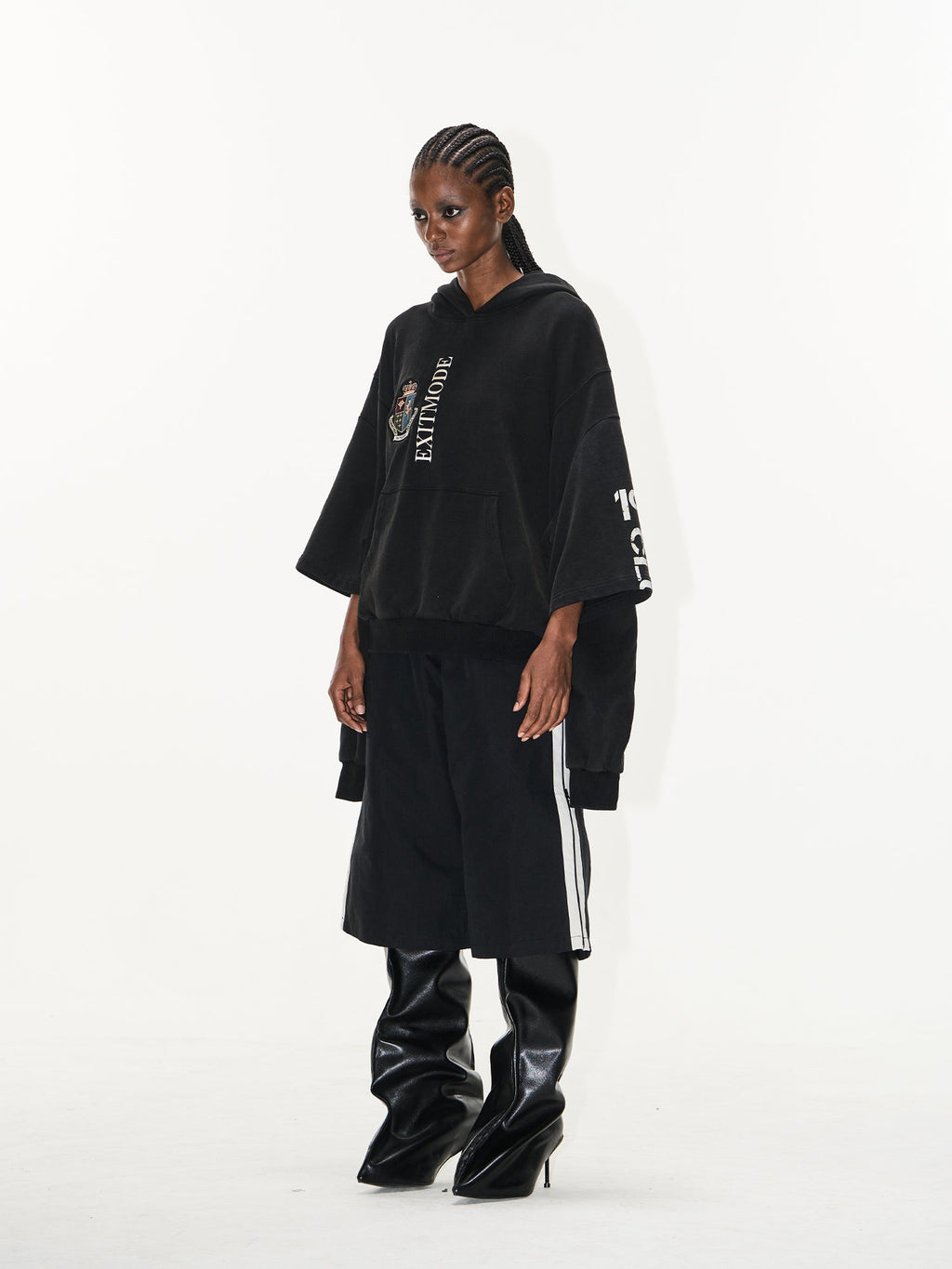 BLIND NO PLAN Double Sleeve Layered Washed Printed Embroidered Hoodie