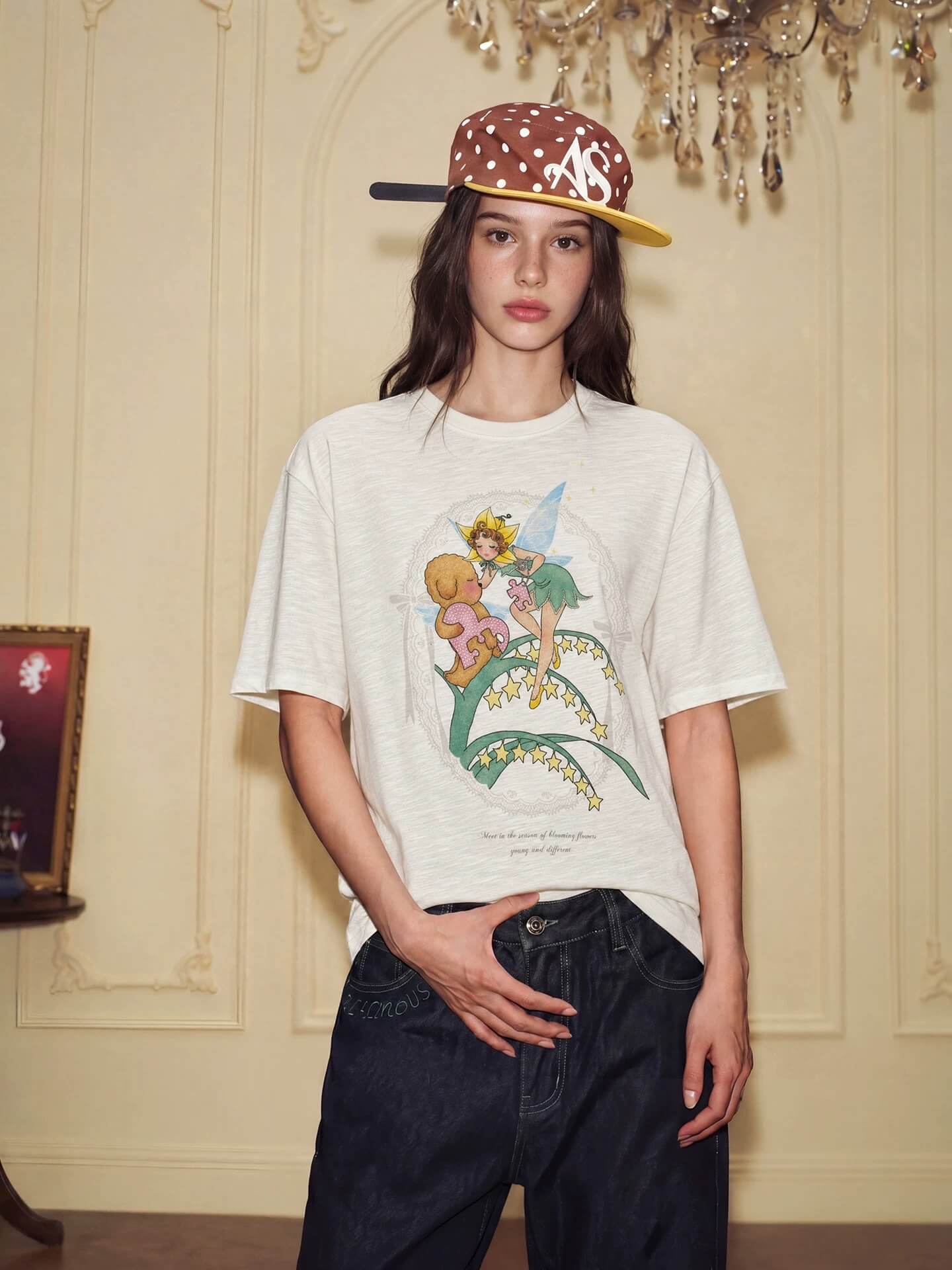 YADcrew Puppy and Fairy Print Tee