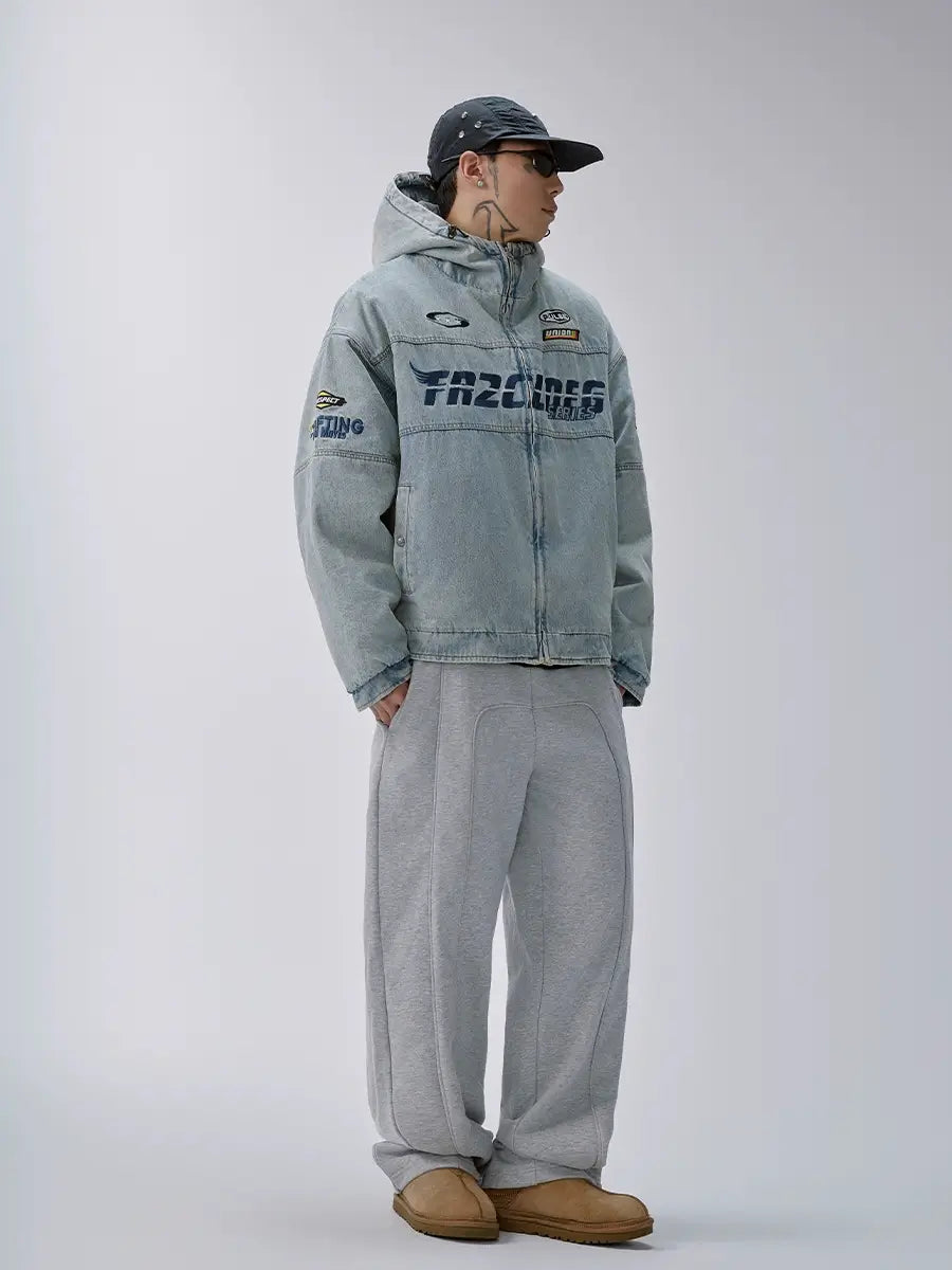 F2CE Racing Embroidered Vintage Washed Denim Jacket