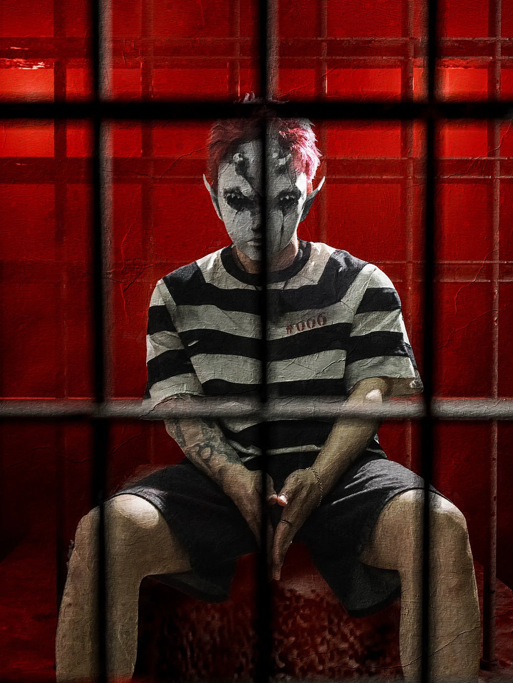 UNDERWATER Jailbird Dirty Dye Cut Distressed Stripe Tee