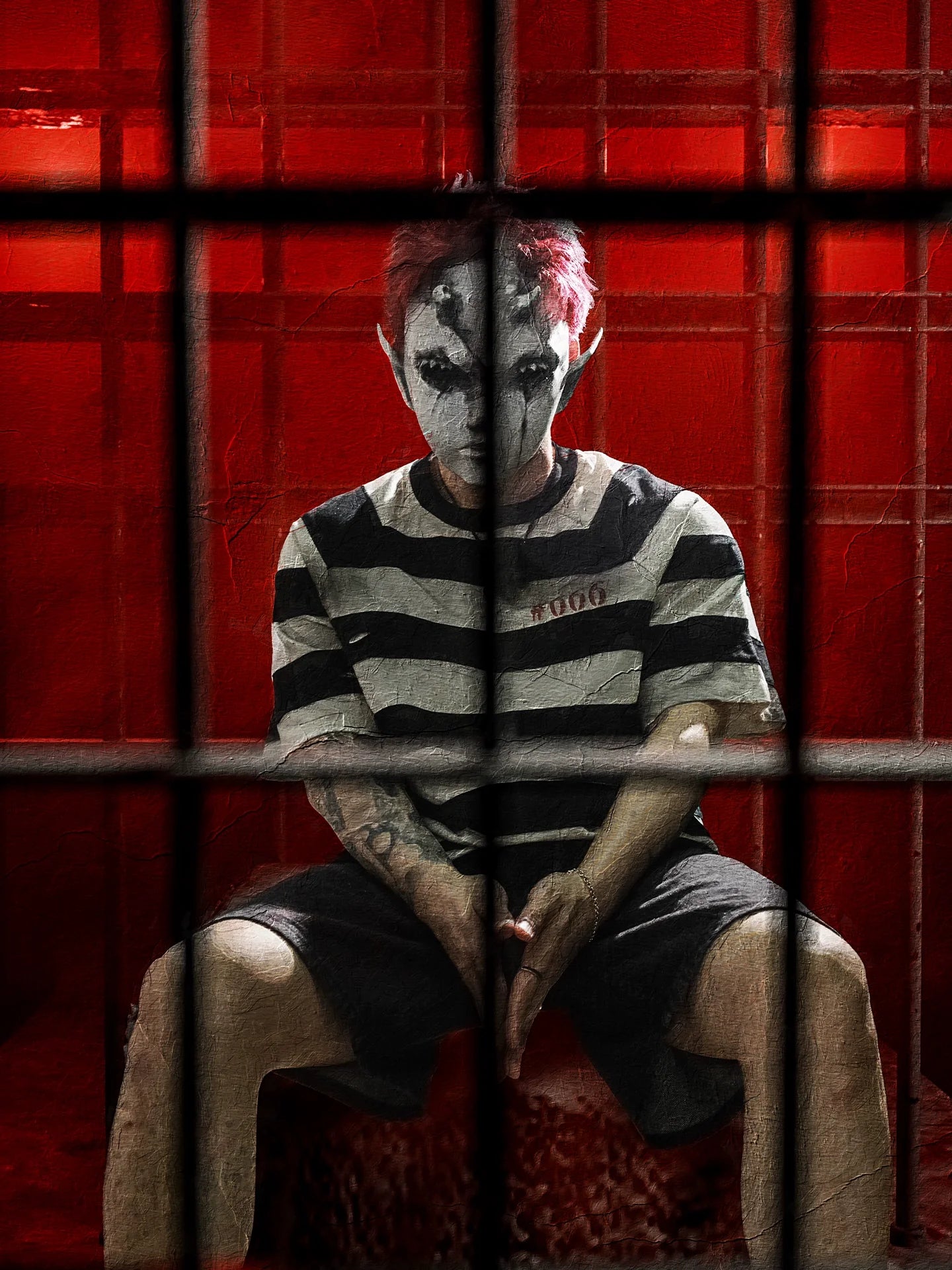 UNDERWATER Jailbird Dirty Dye Cut Distressed Stripe Tee