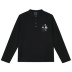 MEDM Rose Print Henley Long Sleeve Tee