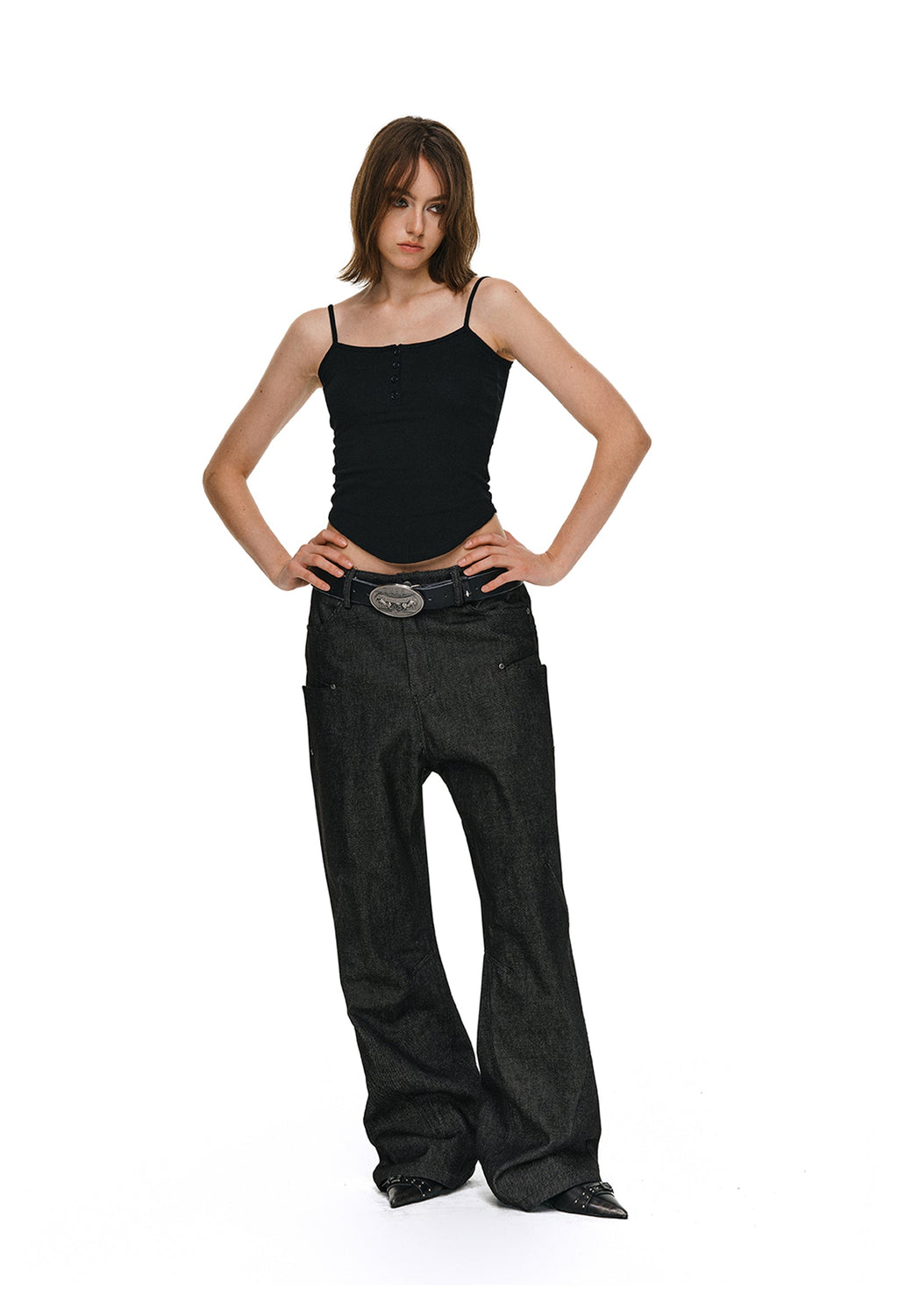 ANTIDOTE Studded Slash Pocket 3D Cut Jeans