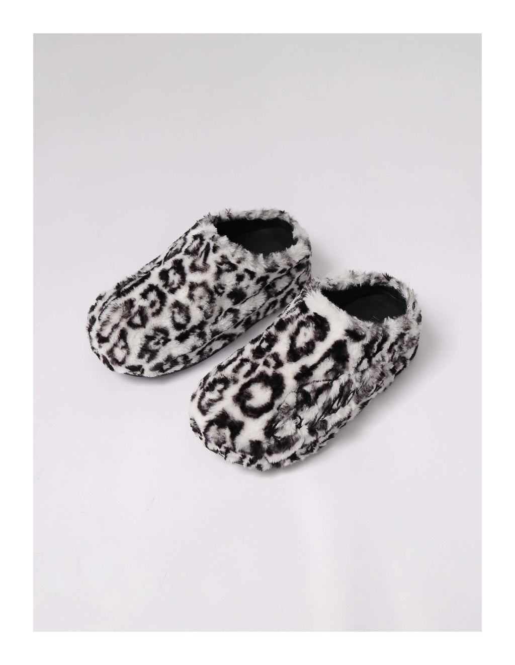 KARMANISTIC Rose White Leopard Fur Embroidered Slipper Clogs