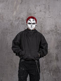 UNDERWATER Aged Silhouette Shirred Biker Armor Zip-Up Hoodie