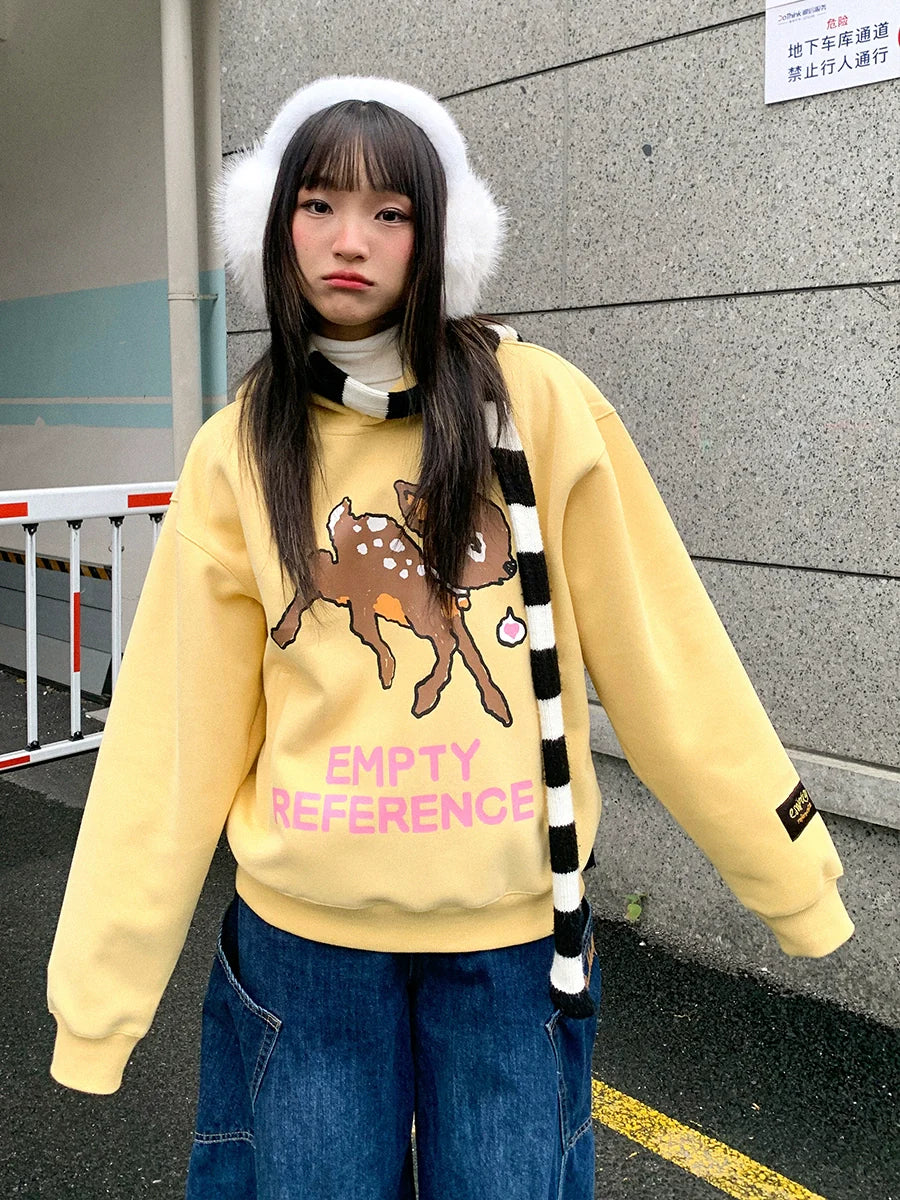 EMPTY REFERENCE Speckled Fawn Letter Print Hoodie