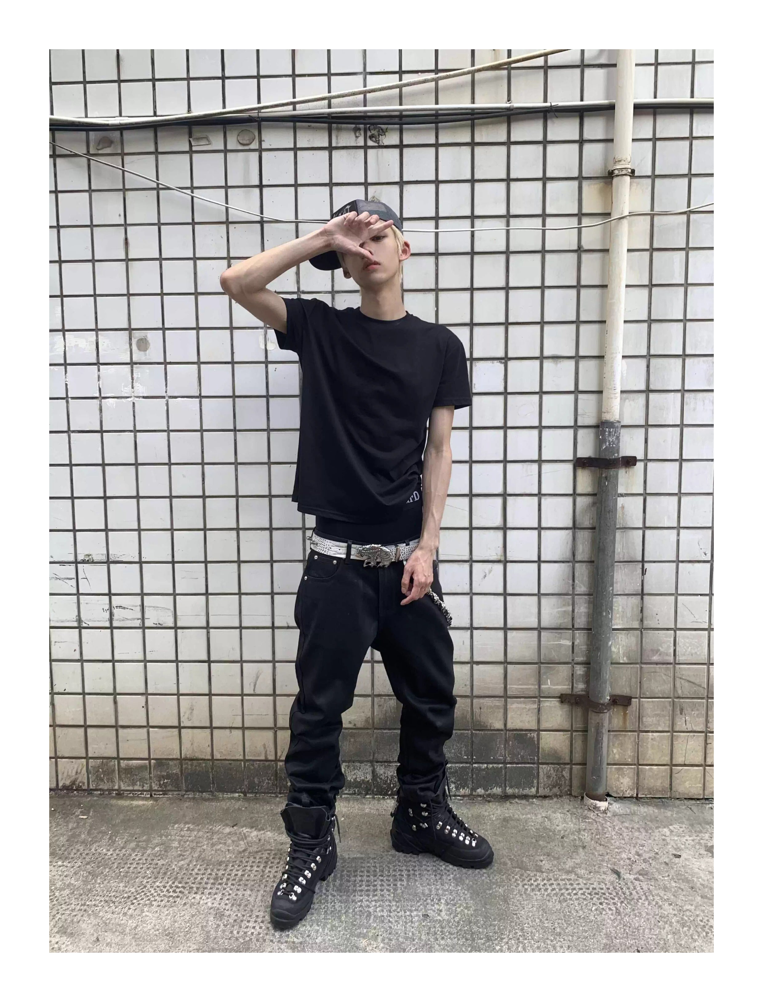 KARMANISTIC Waxed Black Jeans