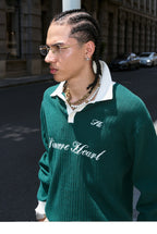 STEEPC Contrast Lapel Polo Knit Sweater
