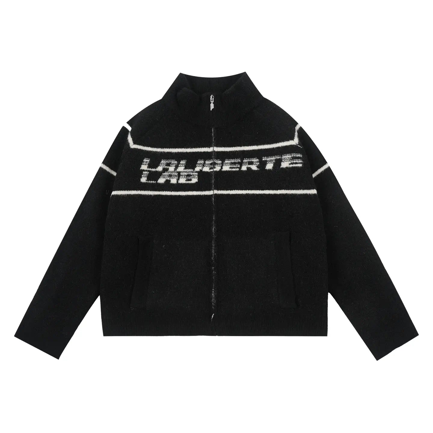 Labt Striped Jacquard Knit Zip Up Jacket