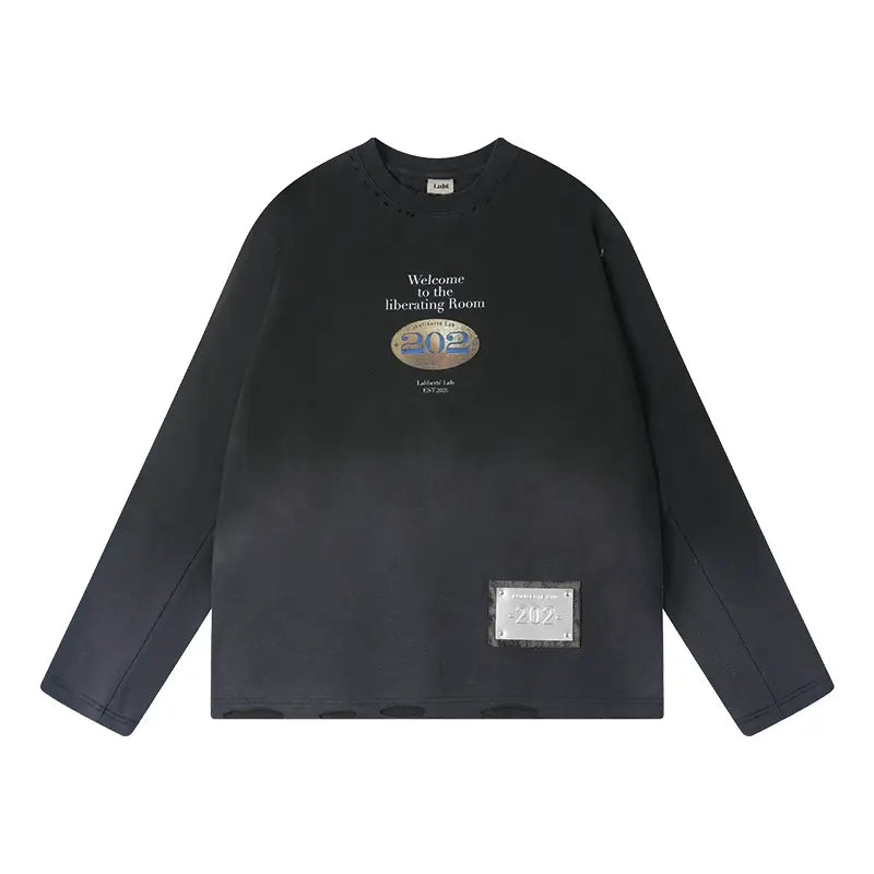 Labt Distressed Vintage Print Long Sleeve Tee