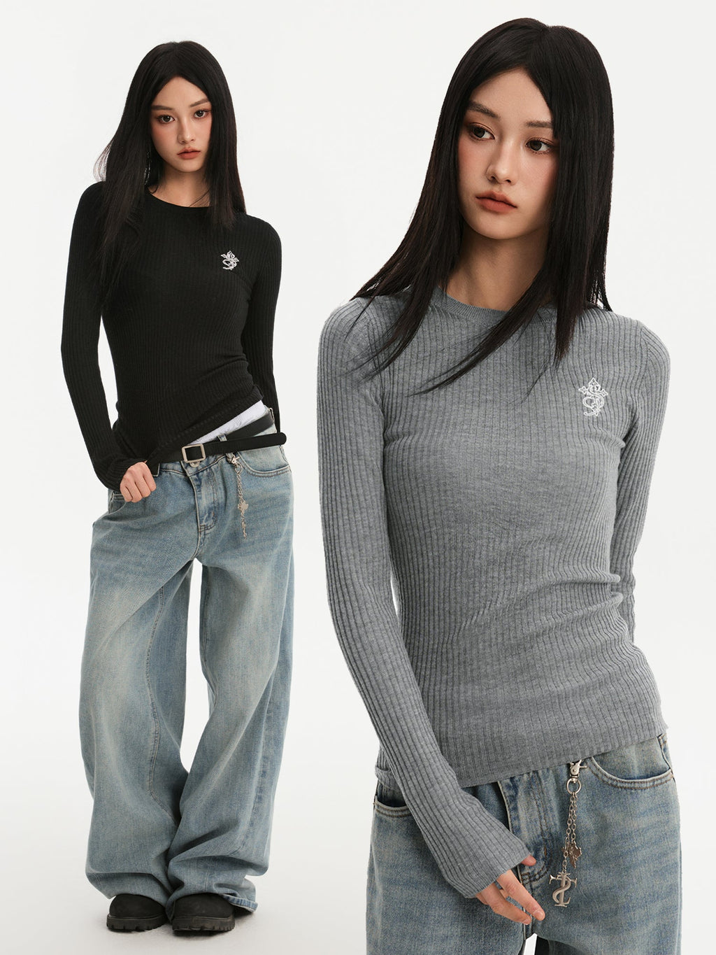 Small Town Kid Basic Slim Fit Thermal Knit Sweater