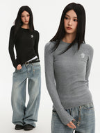 Small Town Kid Basic Slim Fit Thermal Knit Sweater
