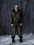 1807 Fur Collar PU Leather Hooded Jacket