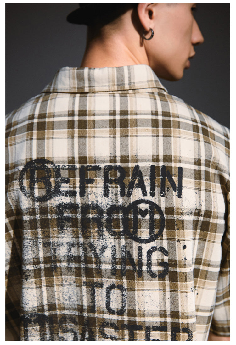 Remedy Skull Print Plaid Short Sleeve Shirt