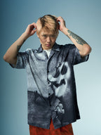EVILKNIGHT(EK) Full-Print Graffiti Portrait Cuban Shirt
