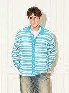 EMPTY REFERENCE Knit Striped Embroidered Long Sleeve Shirt
