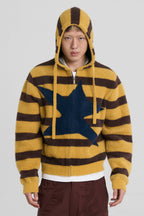 EVILKNIGHT(EK) Striped Star Knit Zip-Up Hoodie