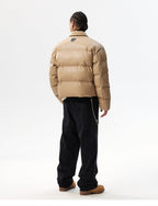 MEDM PU Leather 3D Embroidered Puffer Jacket