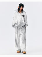 MEDM Washed Star All Over Print Zip Up Hoodie