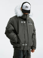 MEDM Detachable Fur Metal Snaps Down Jacket