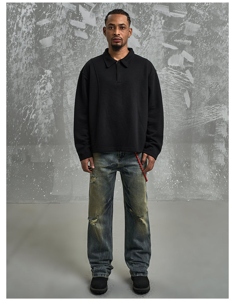 F3F Select Deconstructed Long Sleeve Polo sweatshirt