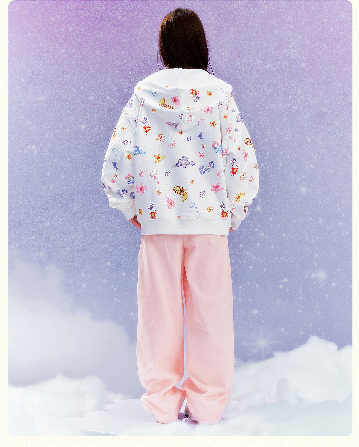 MEDM Graffiti Flower Full Print Zip Up Hoodie