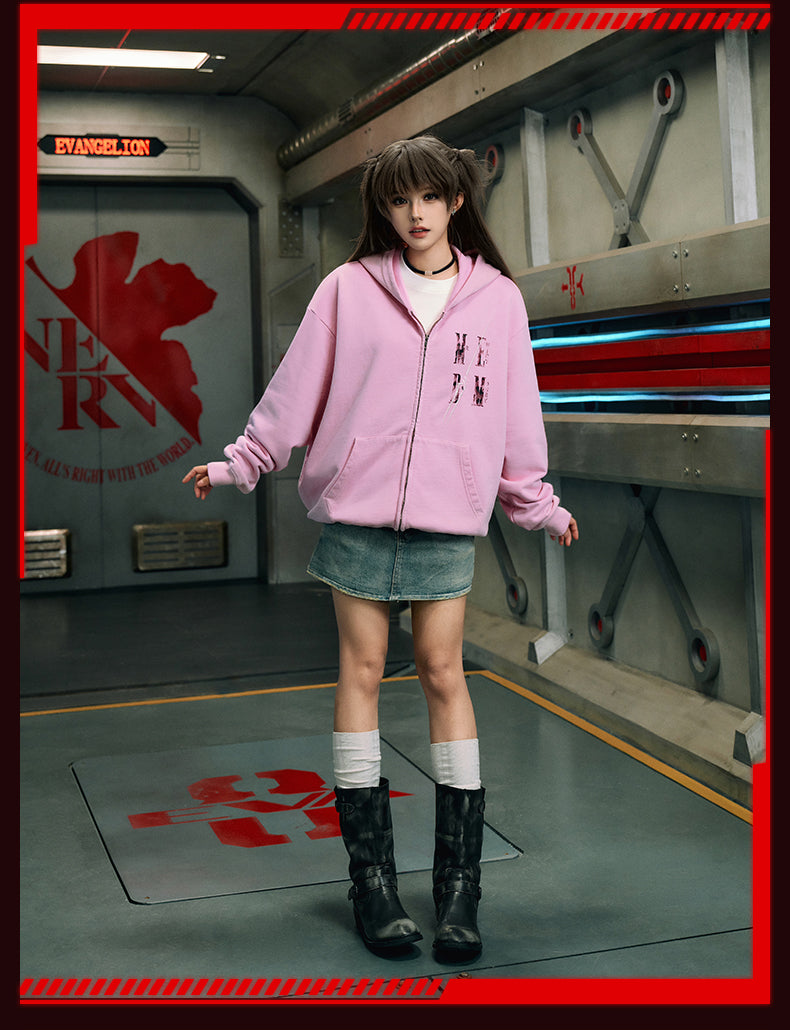 MEDM x EVA Evangelion Washed Zip-Up Hoodie