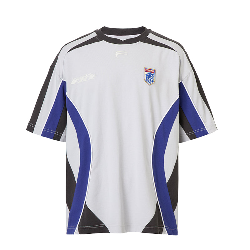 F2CE Deconstruction Stitching Contrast Color Printing Retro Sports Tee