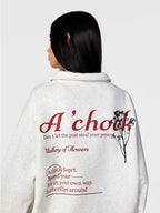 Achock Butterfly Patch Embroidered Half-Zip Sweatshirt