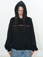 BLIND NO PLAN Double-Layer Patchwork Zipper Printed Hoodie